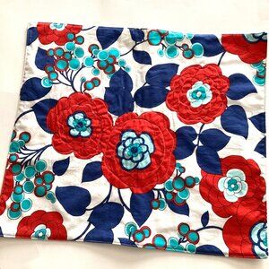Handmade Cotton Dinner Table Placemats Quilted Set of 4 Floral Blue Red